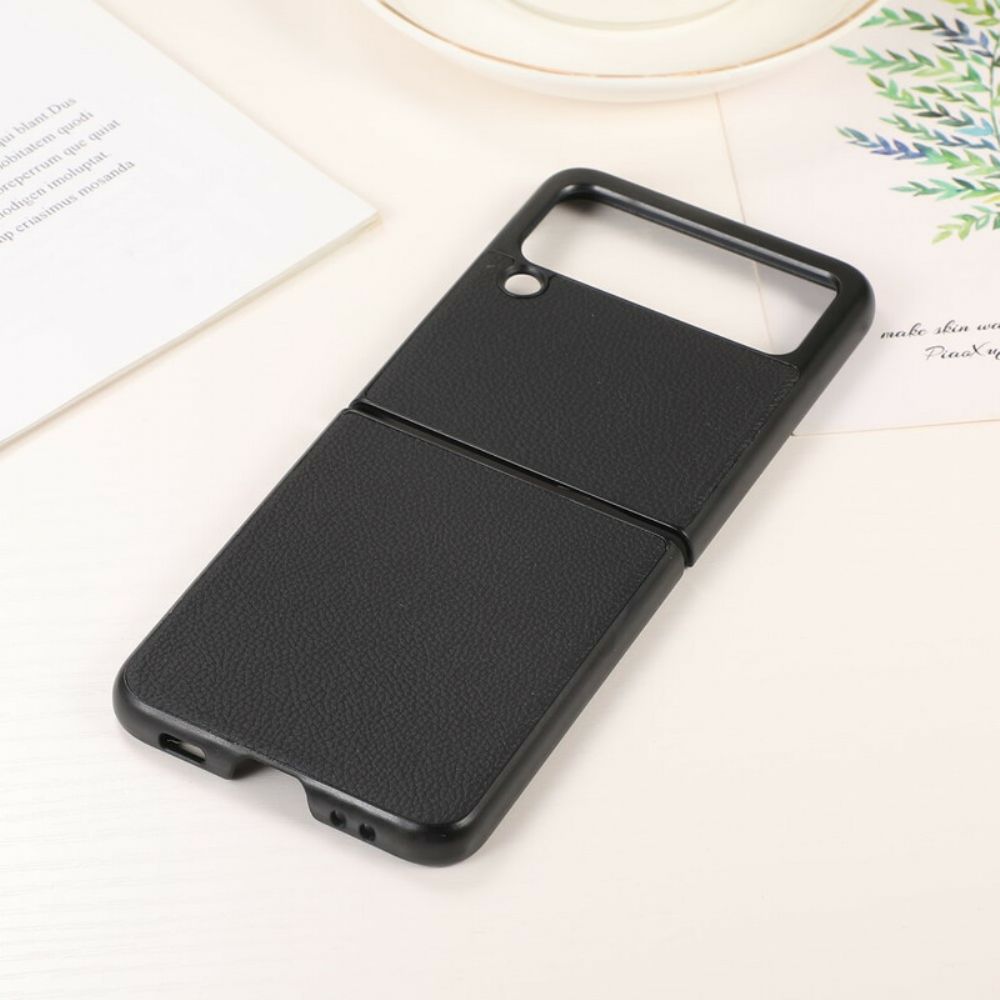 Hoesje voor Samsung Galaxy Z Flip 3 5G Folio-hoesje Echt Litchi Leer