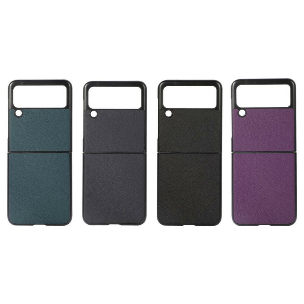 Hoesje voor Samsung Galaxy Z Flip 3 5G Folio-hoesje Echt Litchi Leer
