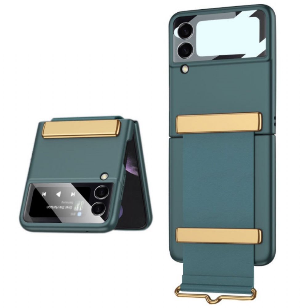 Hoesje voor Samsung Galaxy Z Flip 3 5G Folio-hoesje Gehard Glas Met Gkk-band