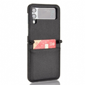 Hoesje voor Samsung Galaxy Z Flip 3 5G Folio-hoesje Litchi Lederen Stijl Kaarthouder