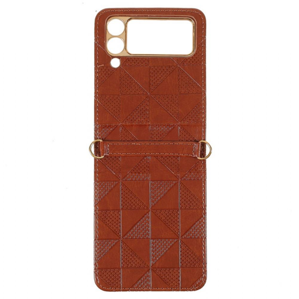 Hoesje voor Samsung Galaxy Z Flip 3 5G Met Koord Folio-hoesje Met Imitatieleren Koord