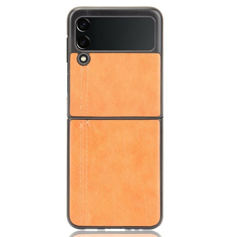 Telefoonhoesje voor Samsung Galaxy Z Flip 3 5G Folio-hoesje Kunstleer Stiksels
