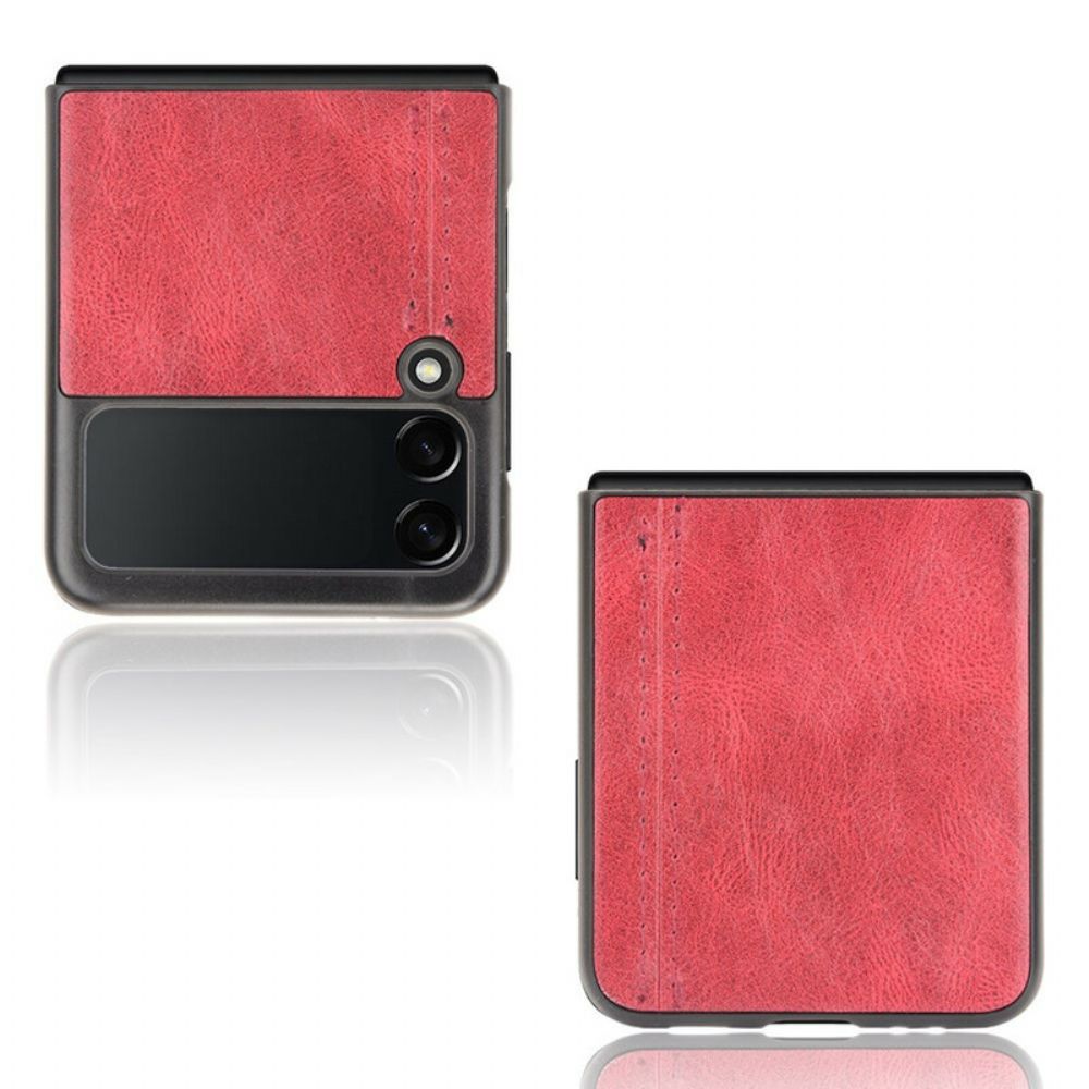 Telefoonhoesje voor Samsung Galaxy Z Flip 3 5G Folio-hoesje Kunstleer Stiksels