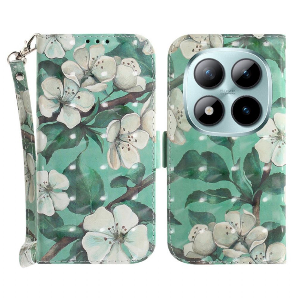 Flip Case Leren Xiaomi Redmi Note 15 Pro Plus 5g Aquarelbloemen