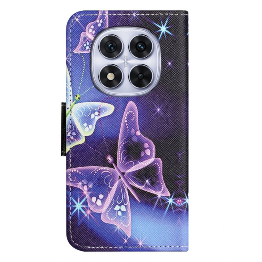 Flip Case Leren Xiaomi Redmi Note 15 Pro Plus 5g Sprankelende Vlinders