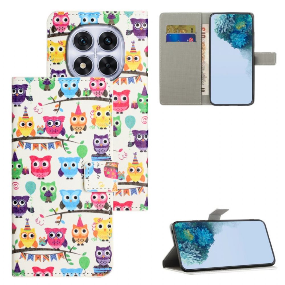 Flip Case Leren Xiaomi Redmi Note 15 Pro Plus 5g Uilenpatroon