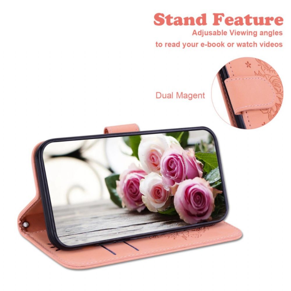 Flip Case Leren Xiaomi Redmi Note 15 Pro Plus 5g Vlinders En Rozen