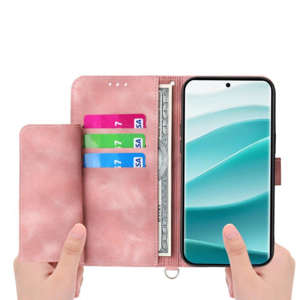 Folio-hoesje Xiaomi Redmi Note 15 Pro Plus 5g Bloemenpatroon Met Schouderband En Riem