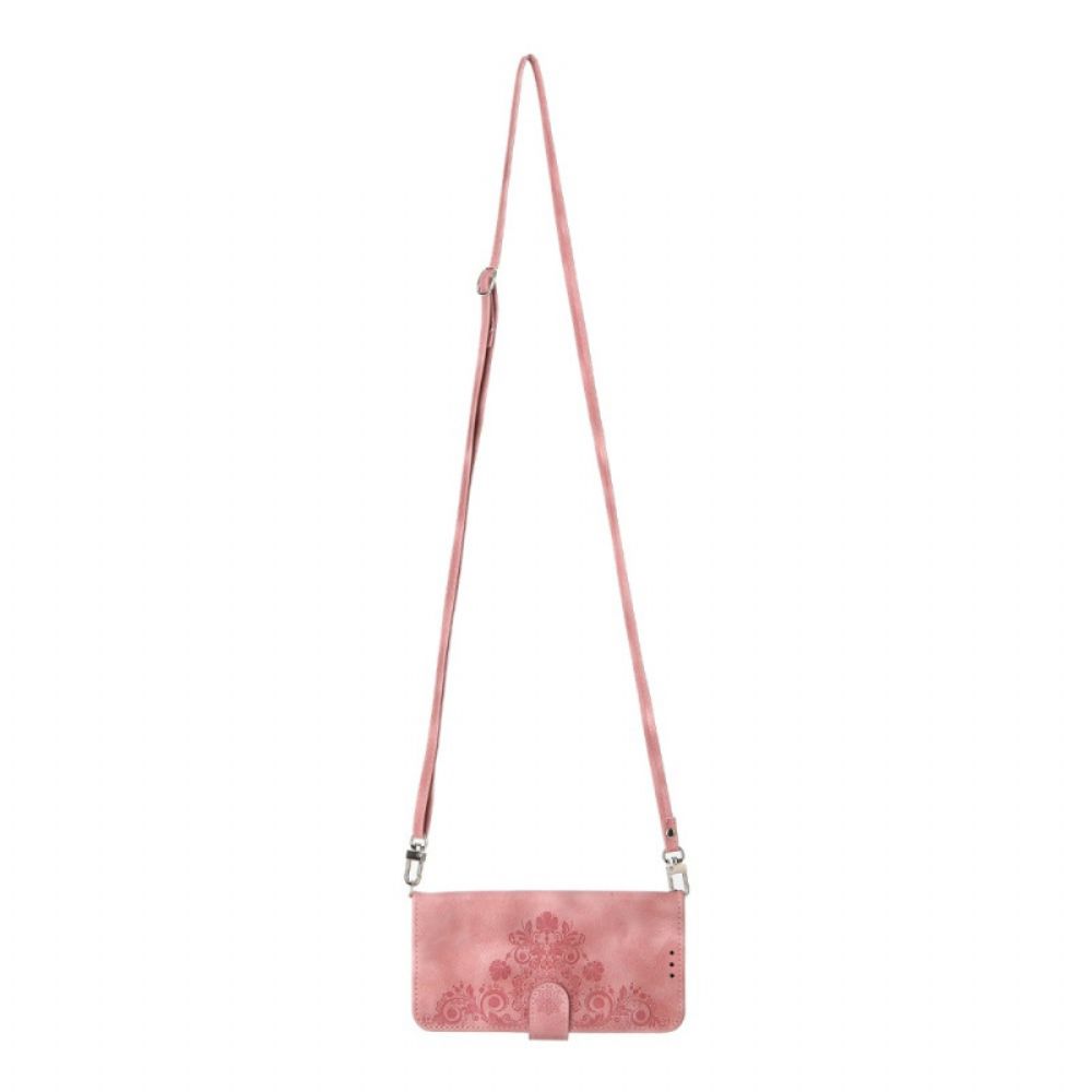 Folio-hoesje Xiaomi Redmi Note 15 Pro Plus 5g Bloemenpatroon Met Schouderband En Riem