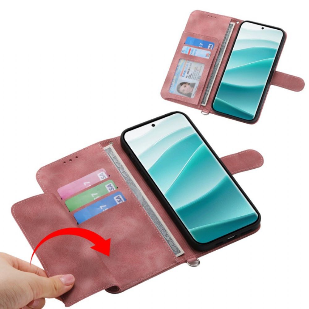 Folio-hoesje Xiaomi Redmi Note 15 Pro Plus 5g Bloemenpatroon Met Schouderband En Riem