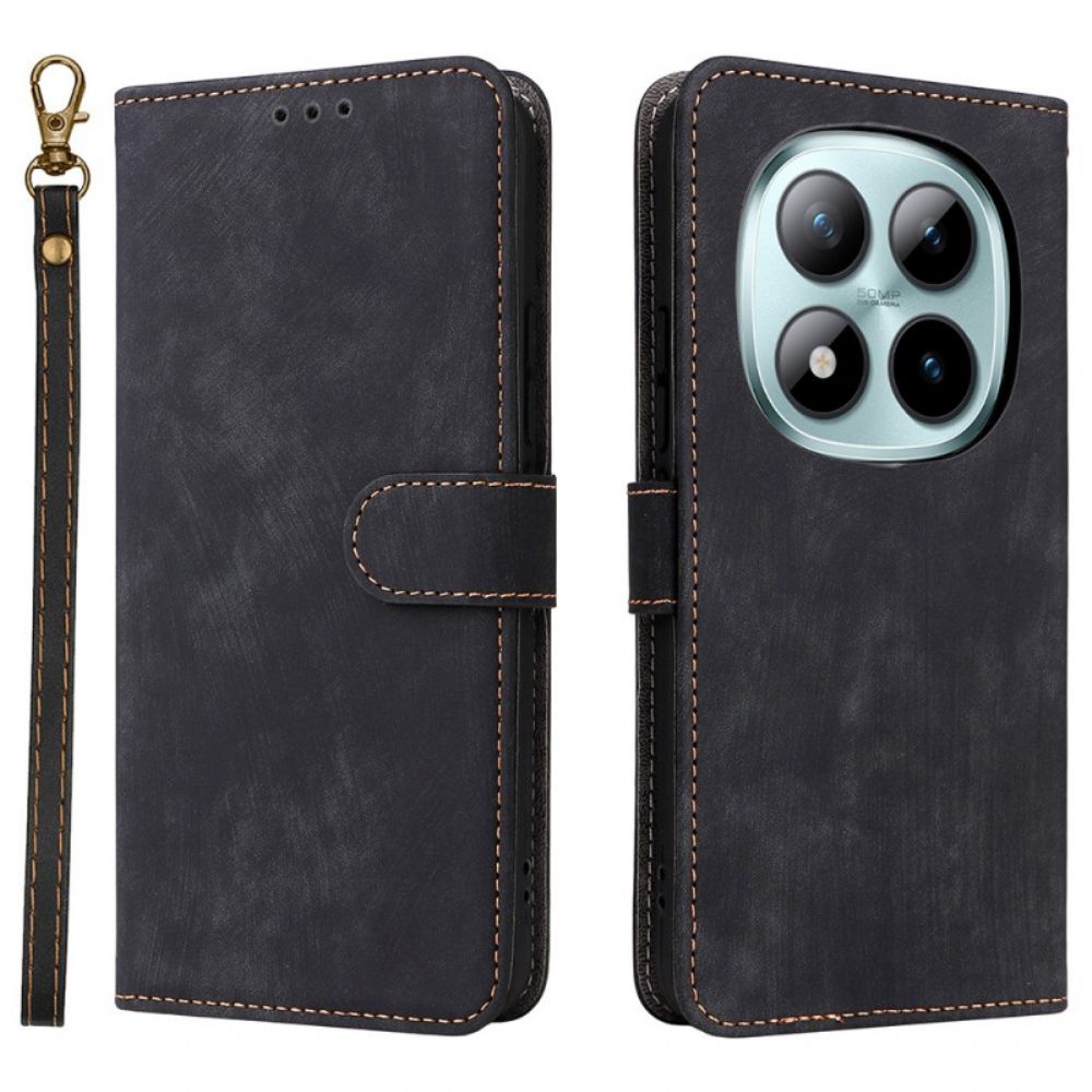 Folio-hoesje Xiaomi Redmi Note 15 Pro Plus 5g Suède-effect Met Bandje