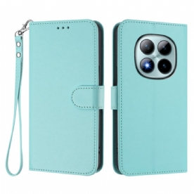 Folio-hoesje Xiaomi Redmi Note 15 Pro Plus 5g Telefoonhoesje Effen Leer-effect Met Bandje