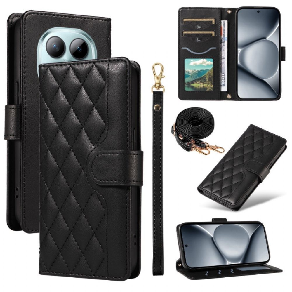 Folio-hoesje Xiaomi Redmi Note 15 Pro Plus 5g Telefoonhoesje Gewatteerd Met Bandje En Schouderband