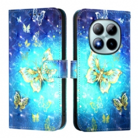 Folio-hoesje Xiaomi Redmi Note 15 Pro Plus 5g Telefoonhoesje Gouden Vlinders