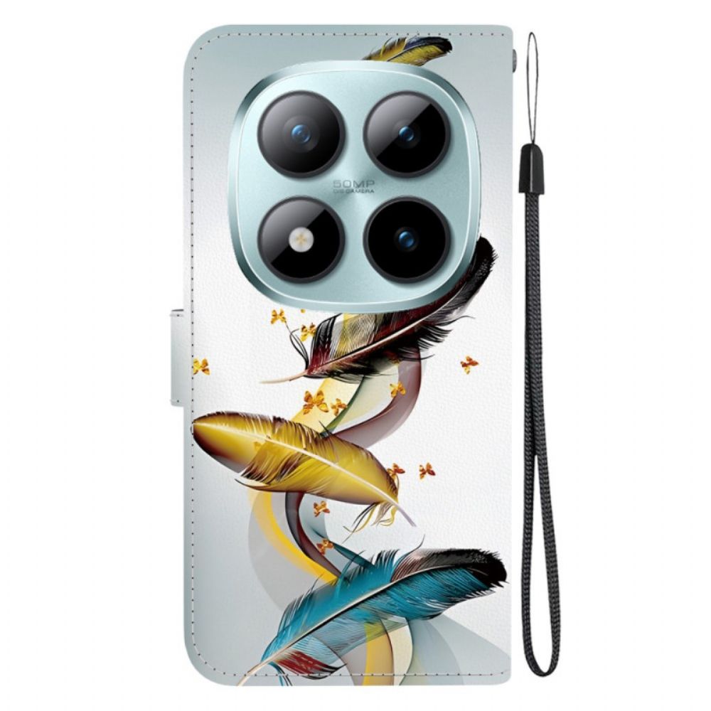 Folio-hoesje Xiaomi Redmi Note 15 Pro Plus 5g Telefoonhoesje Kleurrijke Veren