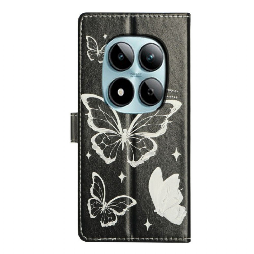 Folio-hoesje Xiaomi Redmi Note 15 Pro Plus 5g Zwart-witte Vlinders