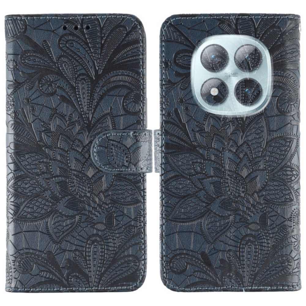 Leren Hoesje Voor Xiaomi Redmi Note 15 Pro Plus 5g Kanten Bloemenpatroon