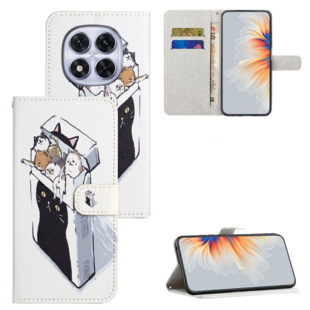 Leren Hoesje Voor Xiaomi Redmi Note 15 Pro Plus 5g Katten In Een Doos
