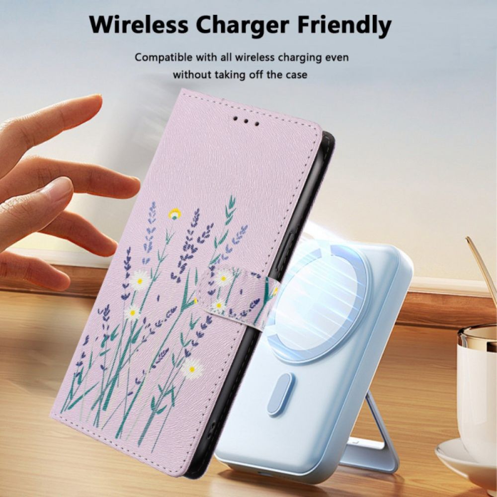 Leren Hoesje Voor Xiaomi Redmi Note 15 Pro Plus 5g Lavendelpatroon