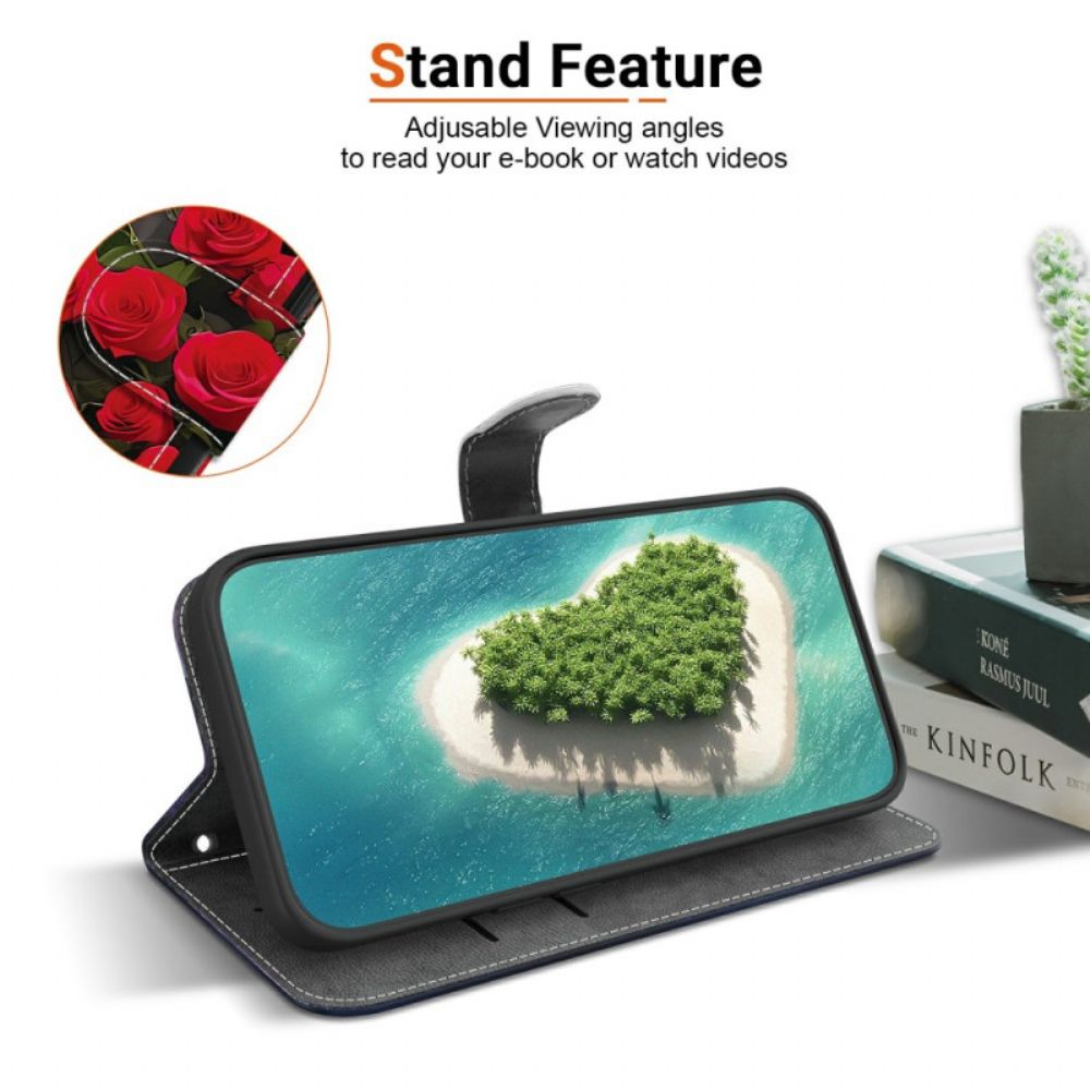 Leren Hoesje Voor Xiaomi Redmi Note 15 Pro Plus 5g Rode Parelvlinder