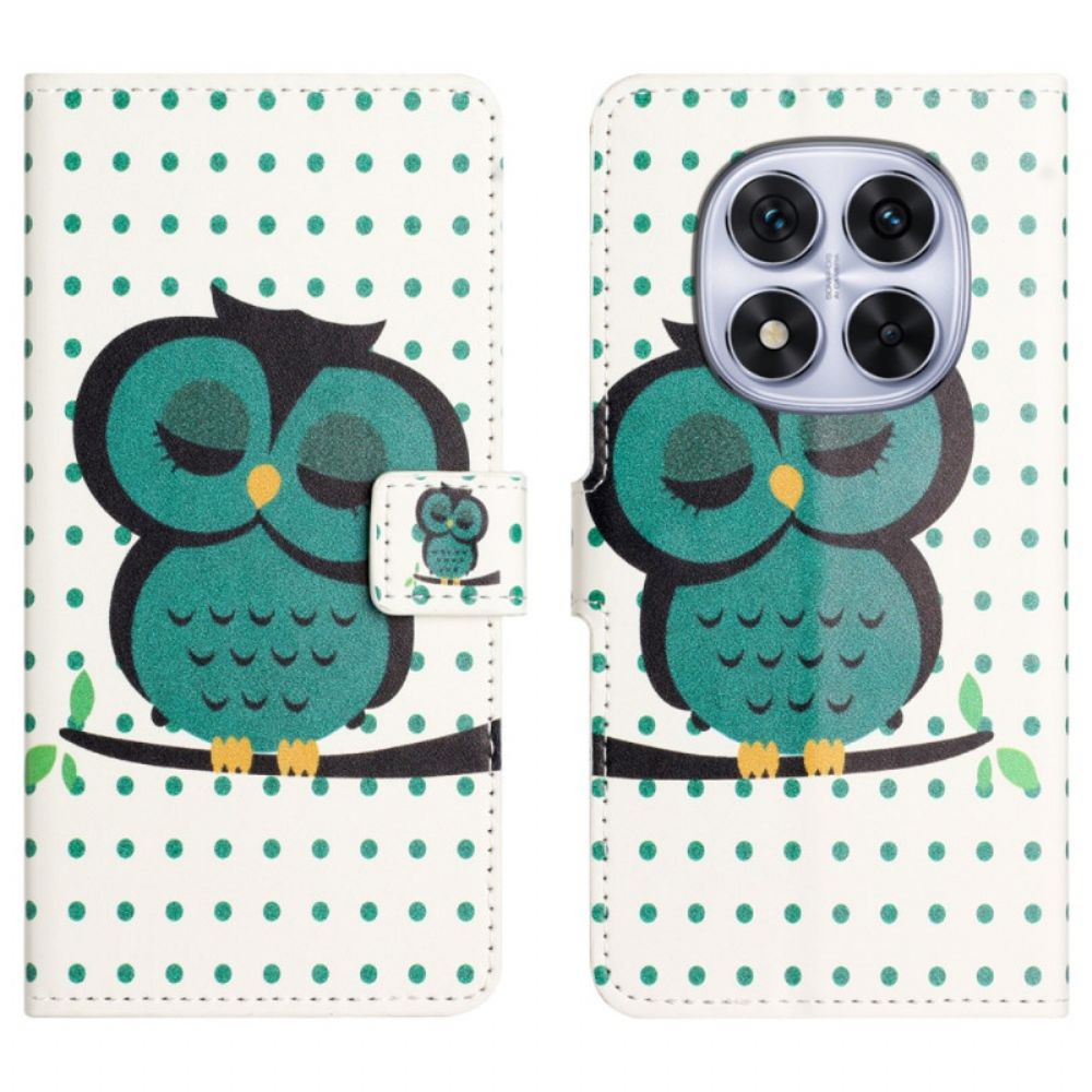 Leren Hoesje Voor Xiaomi Redmi Note 15 Pro Plus 5g Slapende Uil