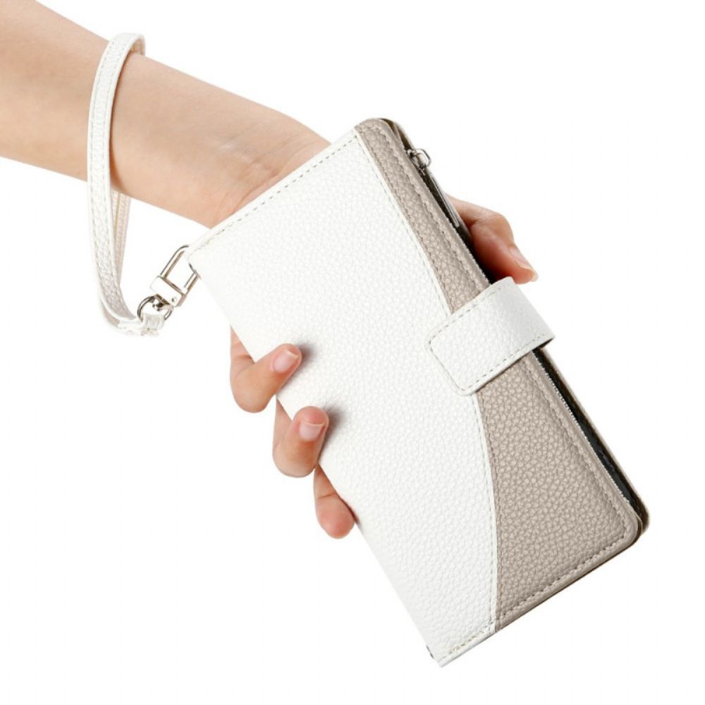 Leren Hoesje Voor Xiaomi Redmi Note 15 Pro Plus 5g Tweekleurig Met Bandjes