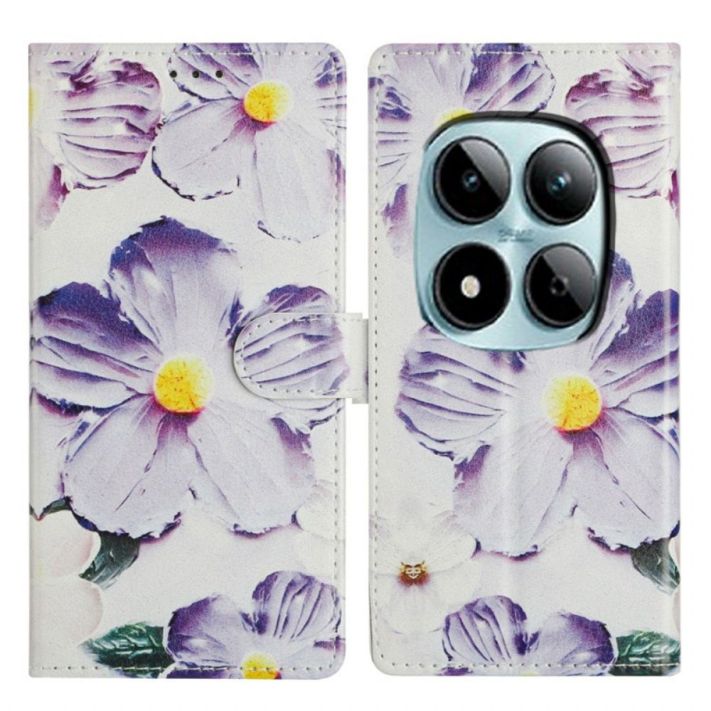 Leren Hoesje Voor Xiaomi Redmi Note 15 Pro Plus 5g Viooltjes