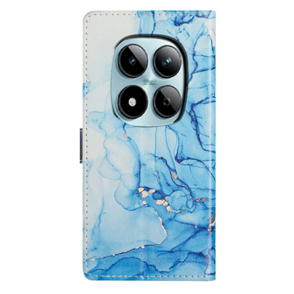 Leren Hoesje Xiaomi Redmi Note 15 Pro Plus 5g Blauw Marmer Effect