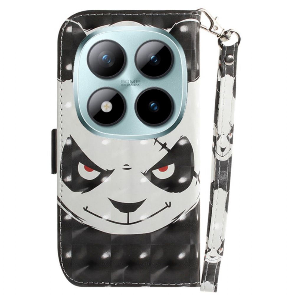 Leren Hoesje Xiaomi Redmi Note 15 Pro Plus 5g Boze Panda Met Bandjes