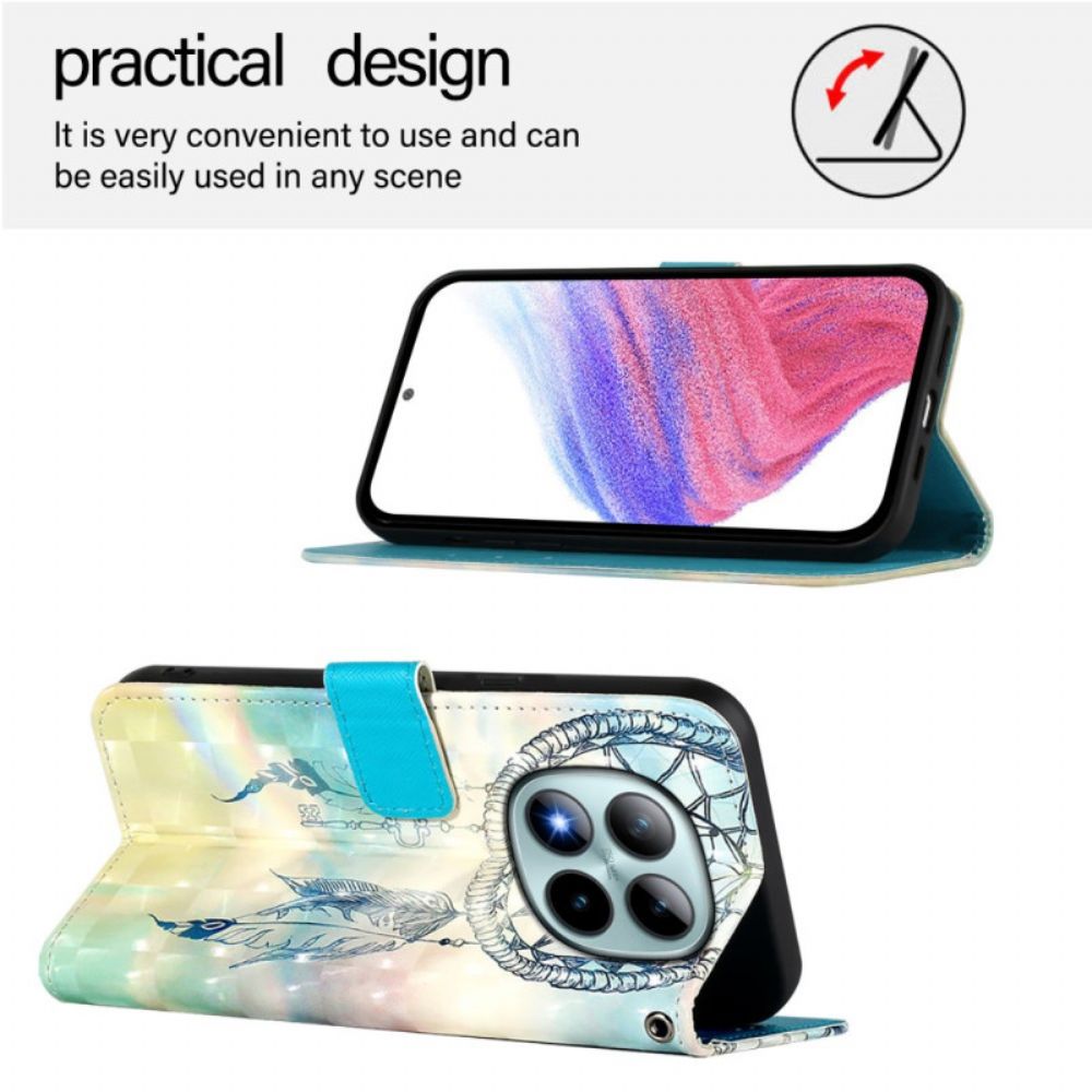 Leren Hoesje Xiaomi Redmi Note 15 Pro Plus 5g Dromenvanger Met Aquarelprint