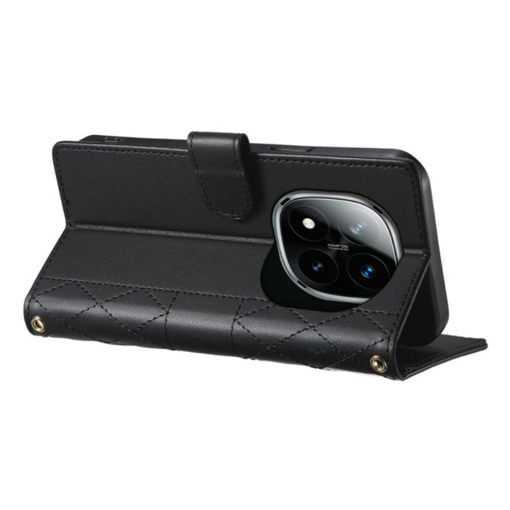 Leren Hoesje Xiaomi Redmi Note 15 Pro Plus 5g Gewatteerd Met Bandjes Bescherming Hoesje