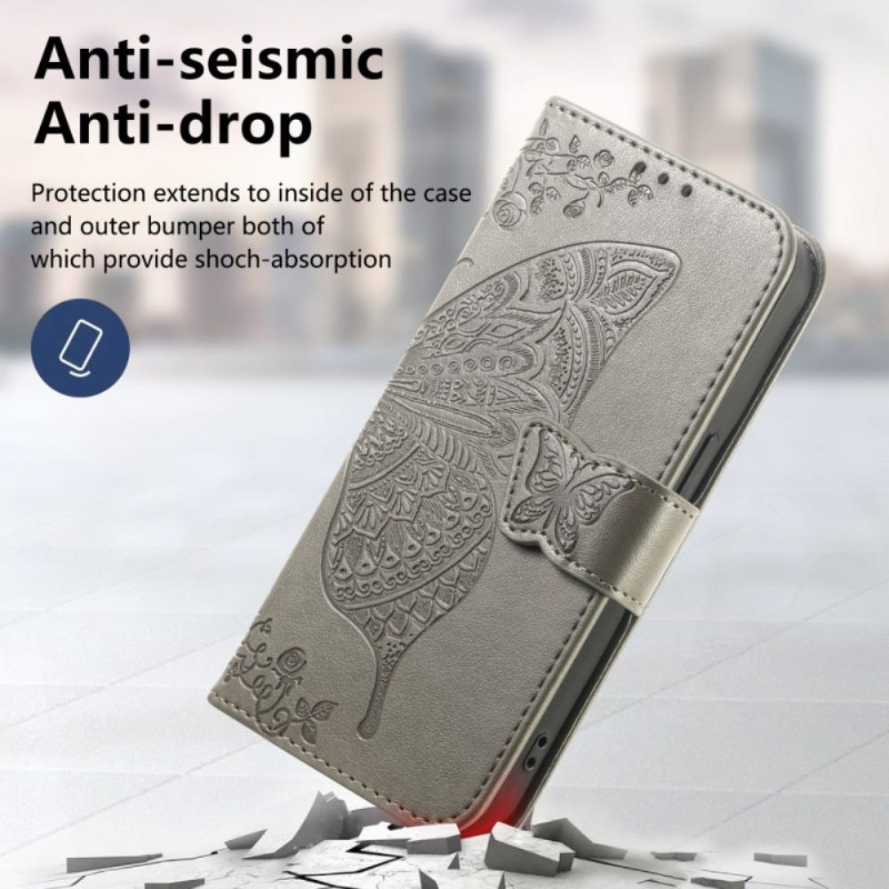 Leren Hoesje Xiaomi Redmi Note 15 Pro Plus 5g Grafisch Vlinder Bescherming Hoesje