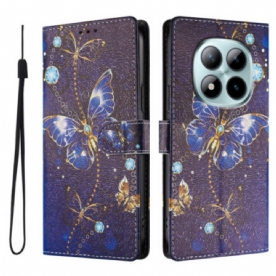 Leren Hoesje Xiaomi Redmi Note 15 Pro Plus 5g Kostbare Vlinders Bescherming Hoesje