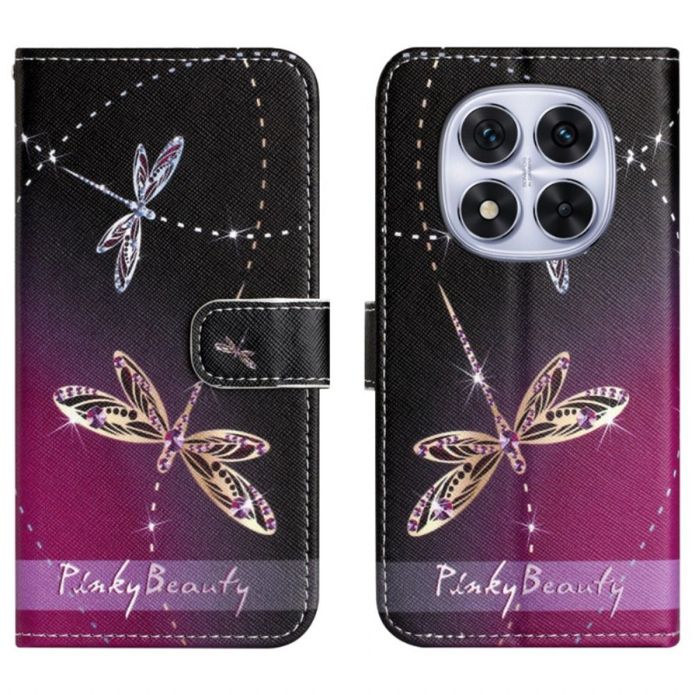 Leren Hoesje Xiaomi Redmi Note 15 Pro Plus 5g Libellen Bescherming Hoesje