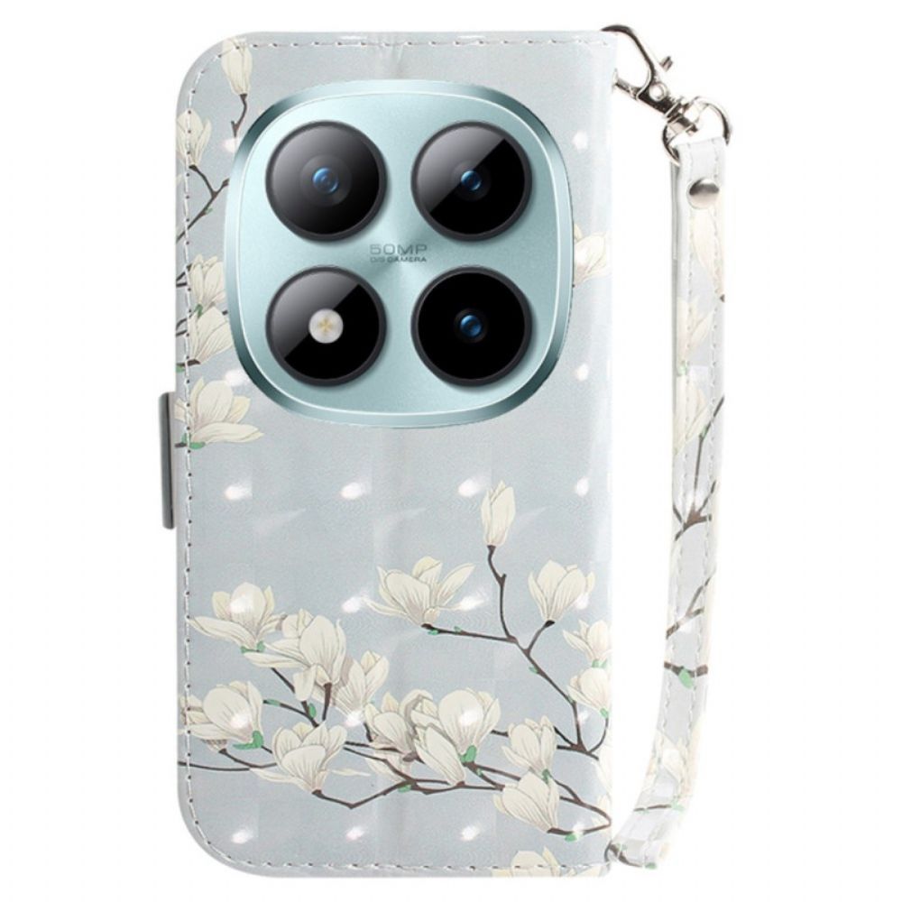 Leren Hoesje Xiaomi Redmi Note 15 Pro Plus 5g Magnolia's Met Bandjes