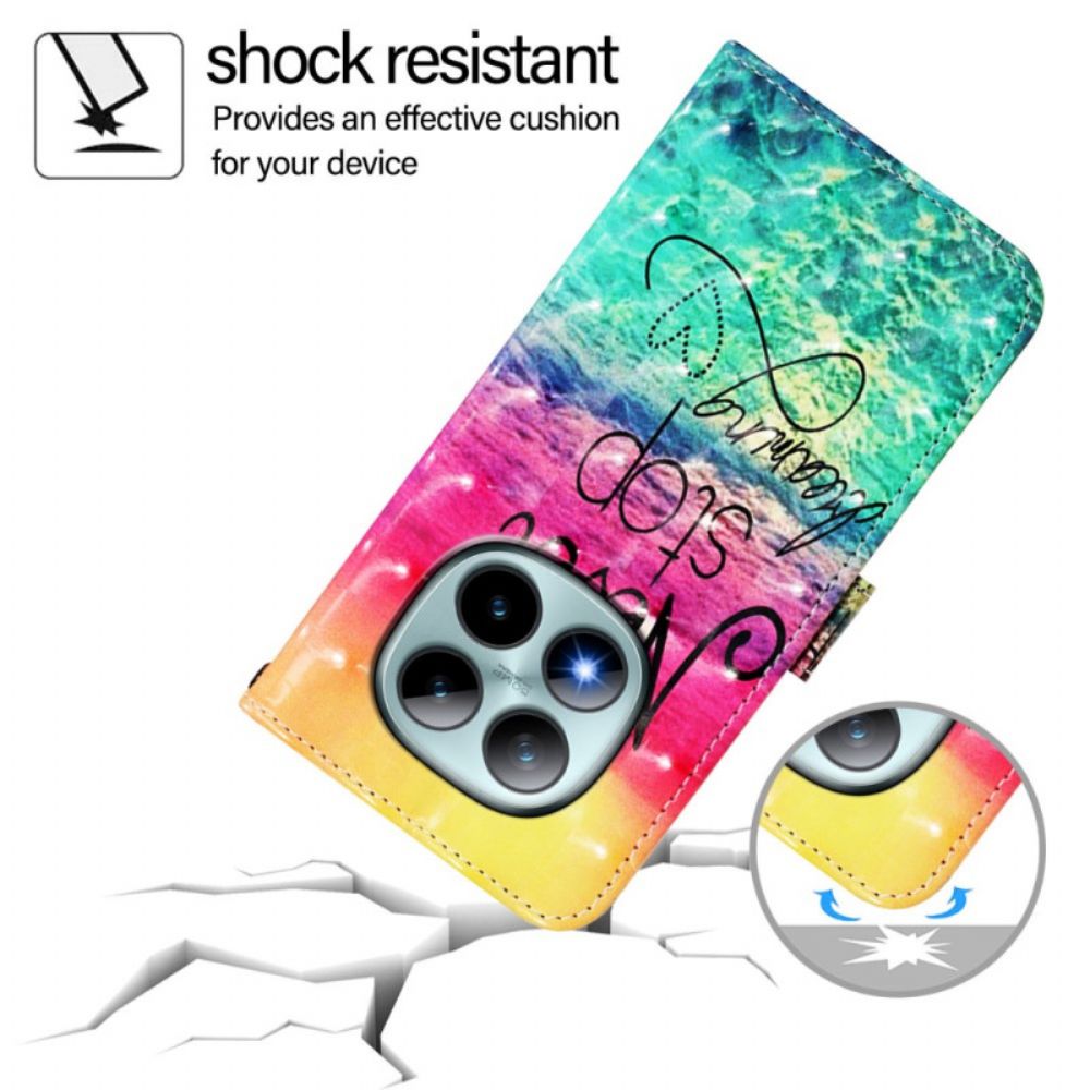 Leren Hoesje Xiaomi Redmi Note 15 Pro Plus 5g Never Stop Dreaming Bescherming Hoesje