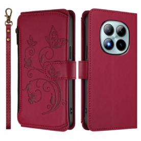 Leren Hoesje Xiaomi Redmi Note 15 Pro Plus 5g Portemonnee Met Bloemenprint Bescherming Hoesje