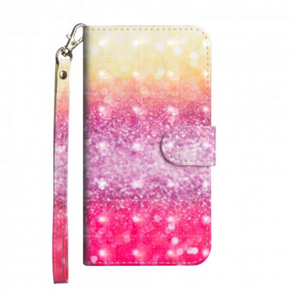 Flip Case voor Google Pixel 4a Magenta Glitterverloop