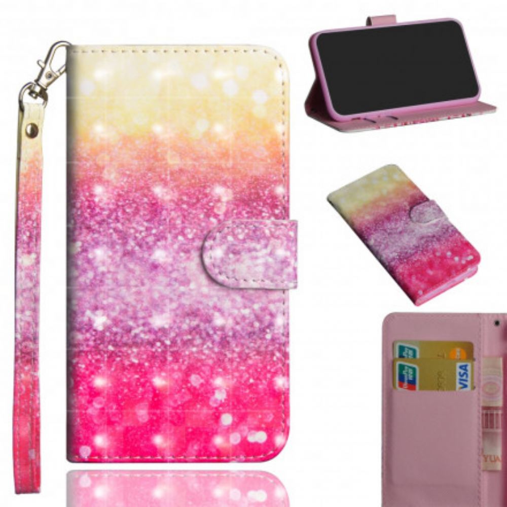 Flip Case voor Google Pixel 4a Magenta Glitterverloop