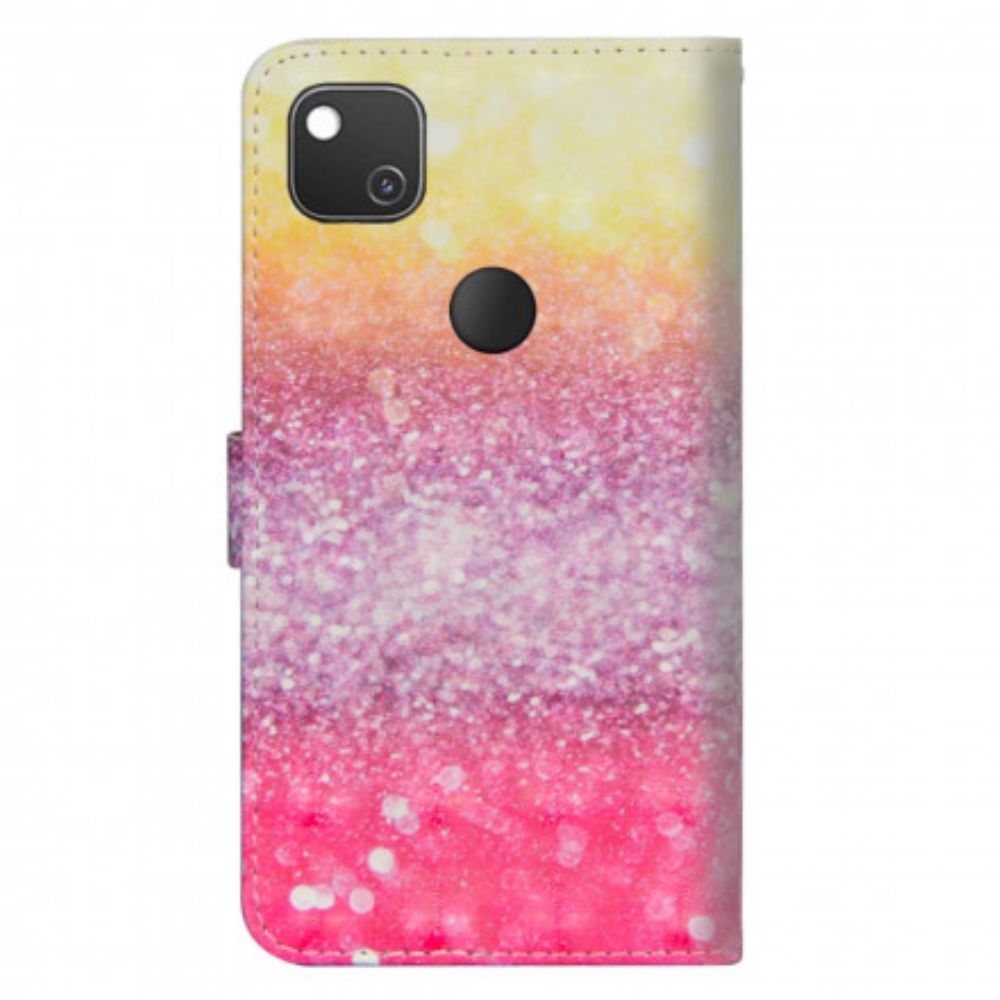 Flip Case voor Google Pixel 4a Magenta Glitterverloop