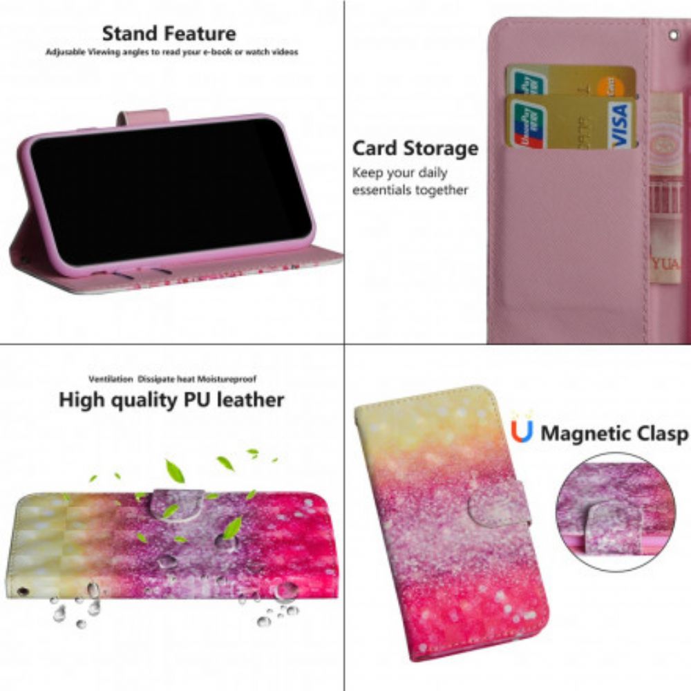 Flip Case voor Google Pixel 4a Magenta Glitterverloop