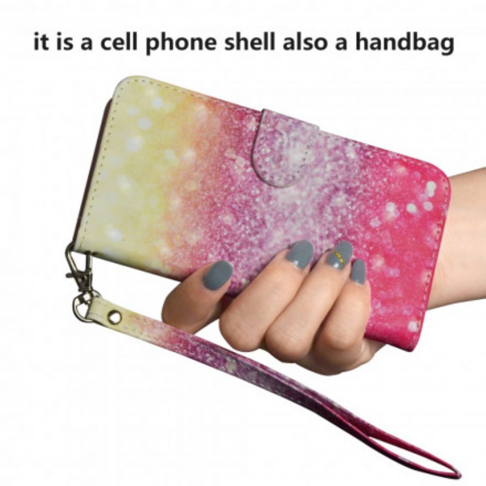 Flip Case voor Google Pixel 4a Magenta Glitterverloop
