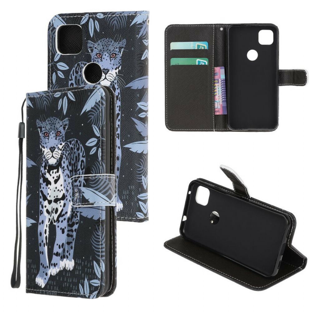 Folio-hoesje voor Google Pixel 4a Met Ketting Thong Luipaard