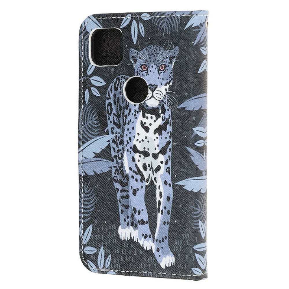 Folio-hoesje voor Google Pixel 4a Met Ketting Thong Luipaard
