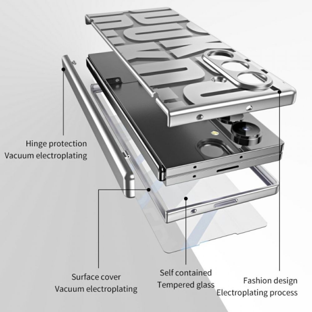 Cover Hoesje Samsung Galaxy Z Fold 7 Telefoonhoesje Letterontwerp Met Schermbeschermer Van Gehard Glas