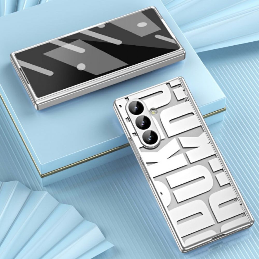 Cover Hoesje Samsung Galaxy Z Fold 7 Telefoonhoesje Letterontwerp Met Schermbeschermer Van Gehard Glas