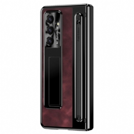 Cover Hoesje Samsung Galaxy Z Fold 7 Telefoonhoesje Standaard Met Lederlook En Stylushouder