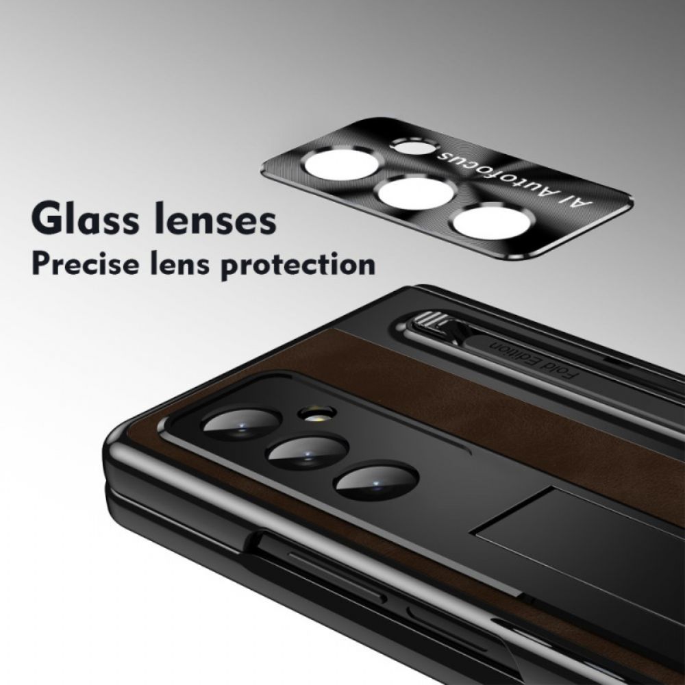 Cover Hoesje Samsung Galaxy Z Fold 7 Telefoonhoesje Standaard Met Lederlook En Stylushouder