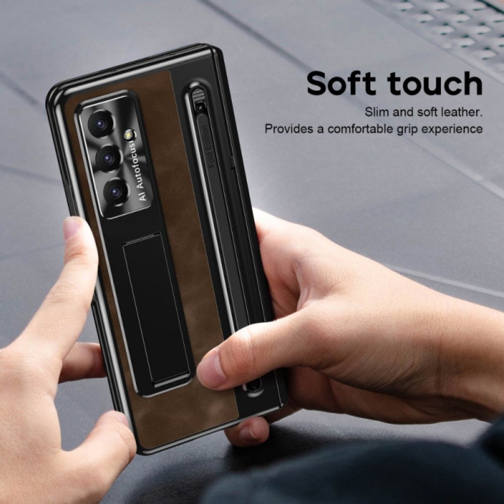 Cover Hoesje Samsung Galaxy Z Fold 7 Telefoonhoesje Standaard Met Lederlook En Stylushouder