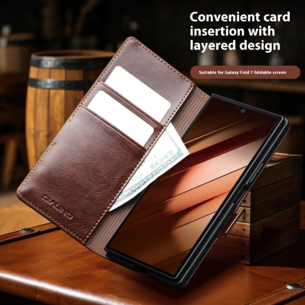 Hoesje Case Samsung Galaxy Z Fold 7 Telefoonhoesje Lederen Kaarthouder